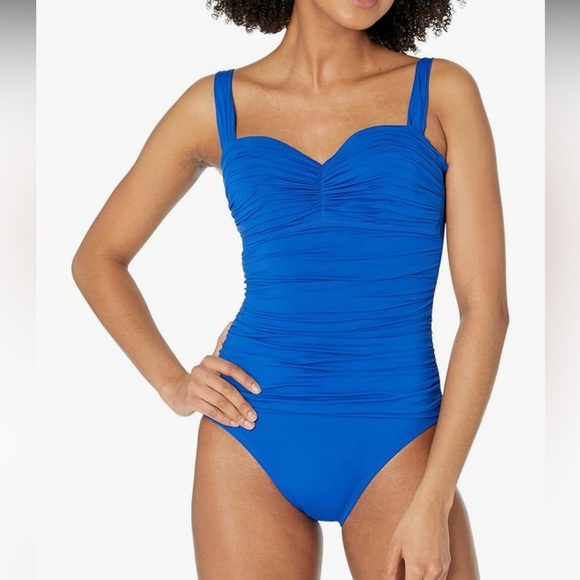 Bleu Rod Beattie Kore Shirred Bandeau One Piece in Cobalt Blue NWT Size 8 - Picture 1 of 6